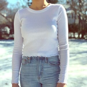 White Long Sleeve Crop Top